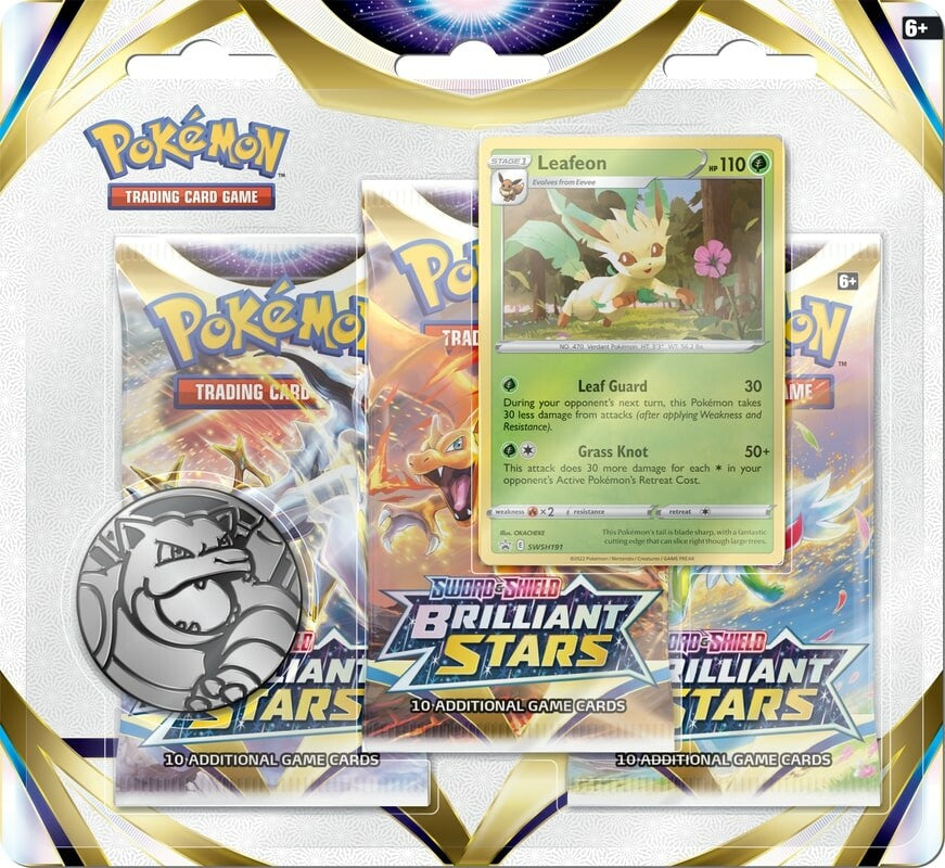 Sword & Shield: Brilliant Stars - 3-Pack Blister (Leafeon)