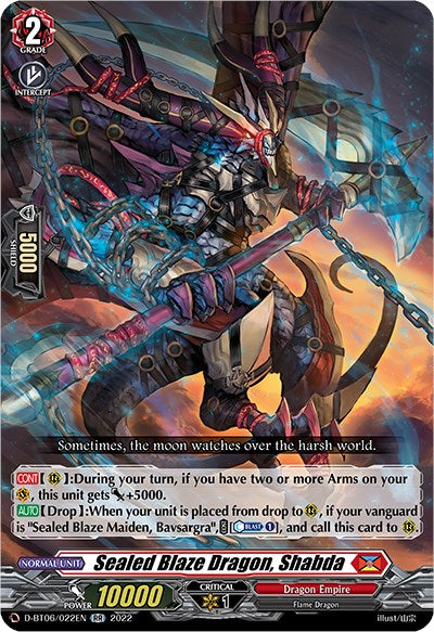 Sealed Blaze Dragon, Shabda (D-BT06/022EN) [Blazing Dragon Reborn]